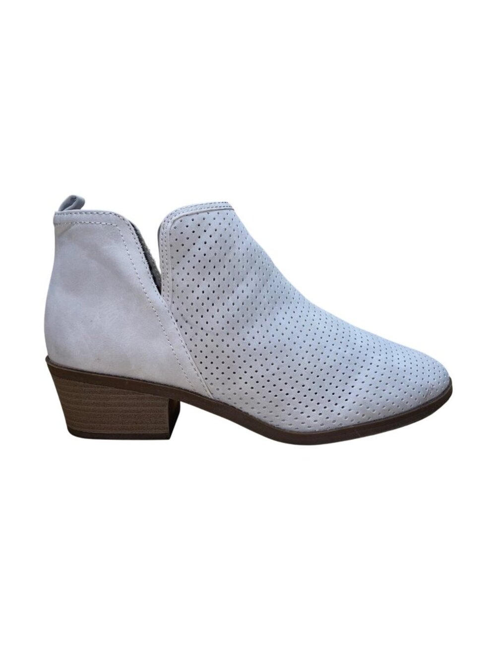 Time And Tru Women’s Gray Faux Suede Memory Foam Heeled Western Booties Sz 12